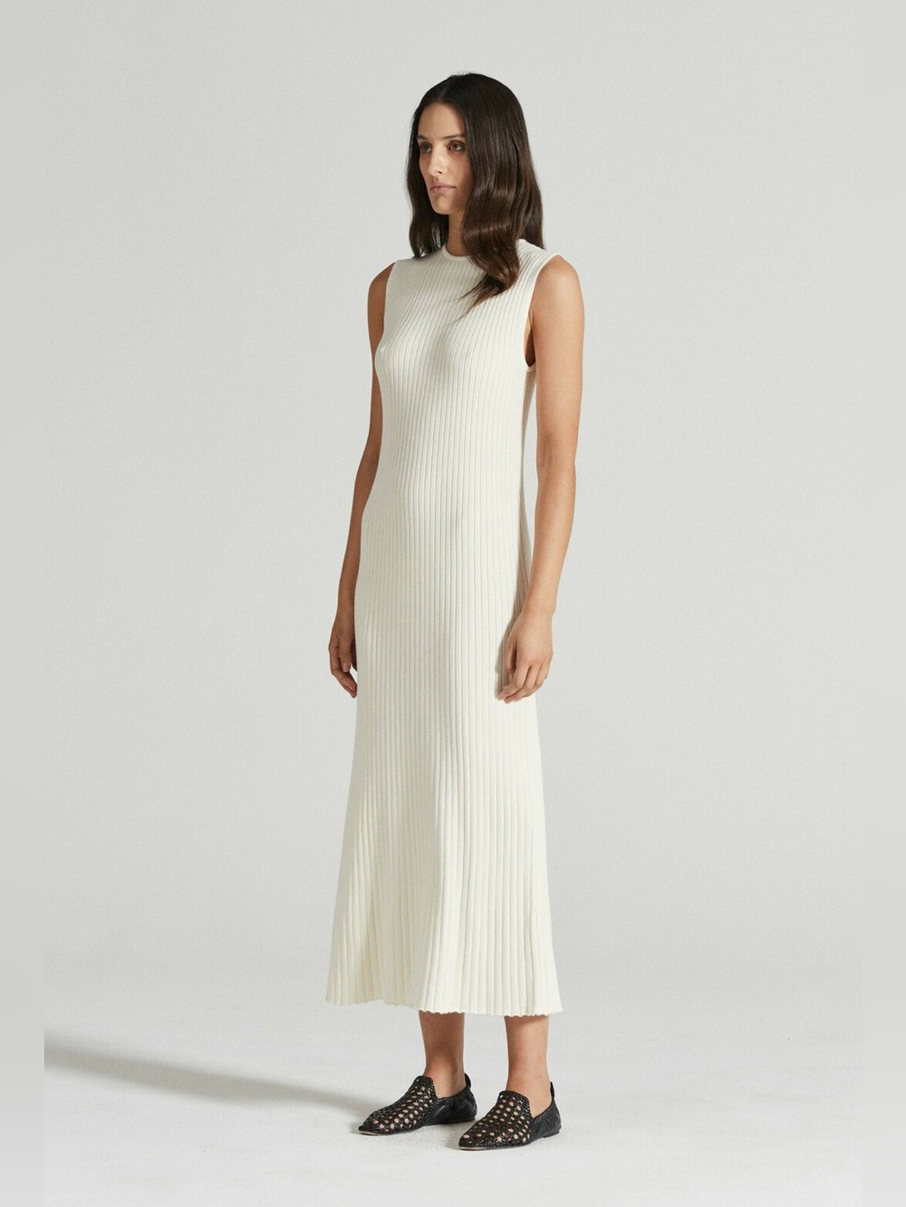 FRIENDS WITH FRANK SLEEVELESS CLEO SOFT WHITE RIBBED COTTON DRESS SZ XL
